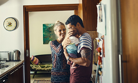 Young family in home